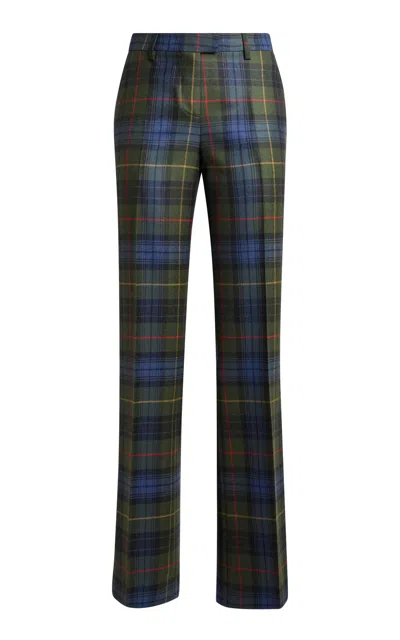Etro Plaid Wool Straight-leg Pants In Multi