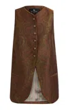 Etro Trimmed Wool-blend Vest In Neutral