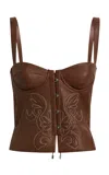 Etro Corset Leather Top In Neutral