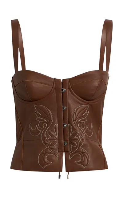 Etro Corset Leather Top In Brown