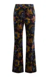 Etro Floral Velvet Flared Jeans In Pink