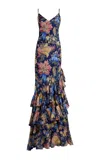 Etro Floral Ruffled Maxi Dress In Pink