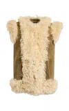 Etro Shearling Leather Vest In White
