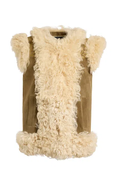Etro Shearling Leather Vest In White