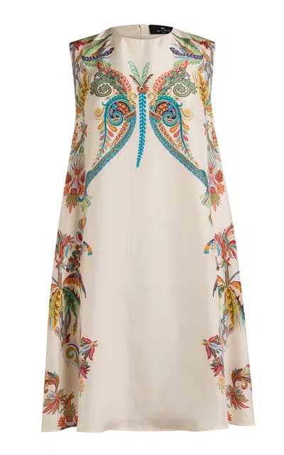 Etro Patterned Silk Mini Dress In White