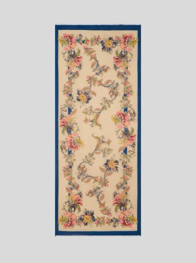 Etro , Jacquard-schal Aus Modal Und Kaschmir Mit Floralem Motiv, Damen, Beige