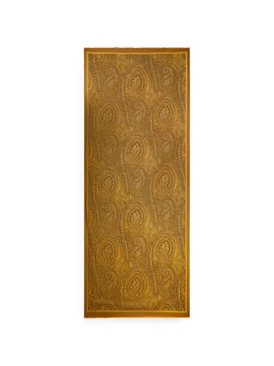 Etro Modal And Cashmere Scarf With Arnica Motif In Yellow