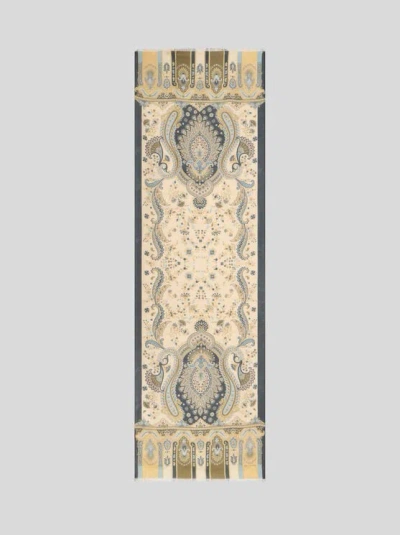 Etro , Modal And Cashmere Scarf With Paisley Motif, Woman, Cream In White