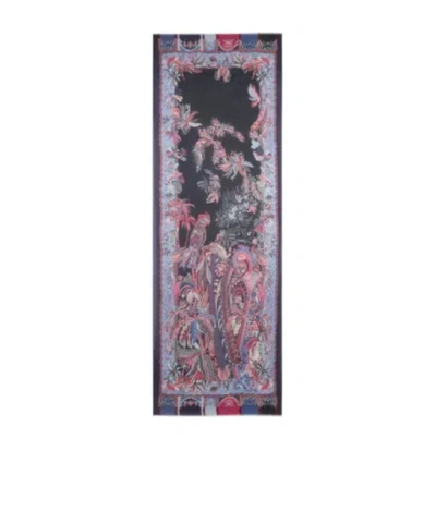 Etro Modal And Cashmere Scarf With Placed Parrot Print And Paisleys In Multi