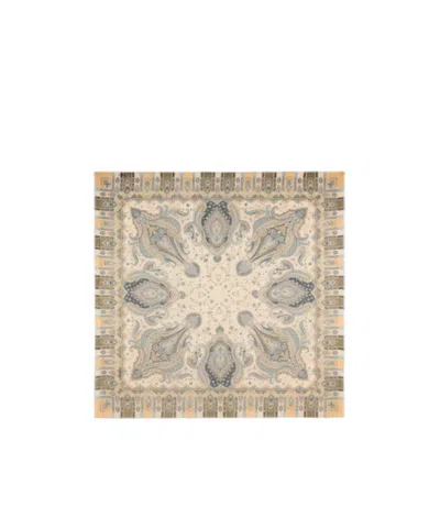 Etro Modal And Cashmere Shawl With Paisley Motif In Cream