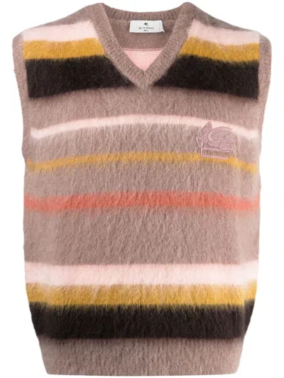 Etro Modern Regular Fit Vest With Stripe Pattern In Multicolour