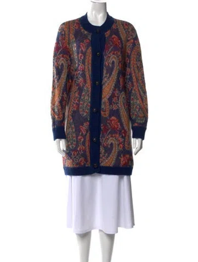Pre-owned Etro Mohair Paisley Print Sweater In Blue