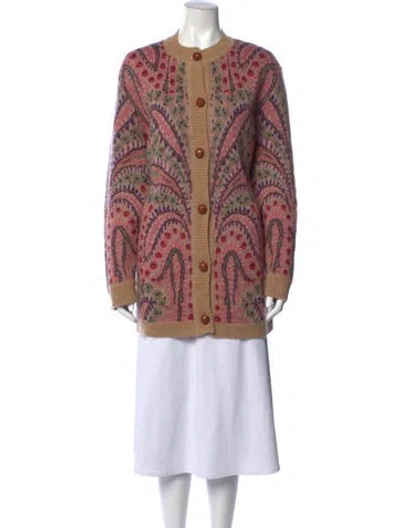 Pre-owned Etro Mohair Paisley Print Sweater In Pink