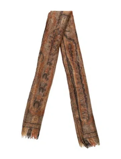 Pre-owned Etro Mohair Patterned Scarf In Orange