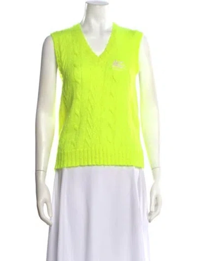 Pre-owned Etro Mohair V-neck Sweater In Green