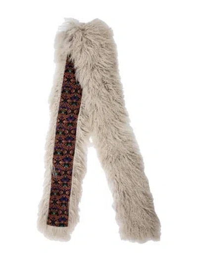 Pre-owned Etro Mongolian Lamb Printed Stole W/ Tags In Neutral