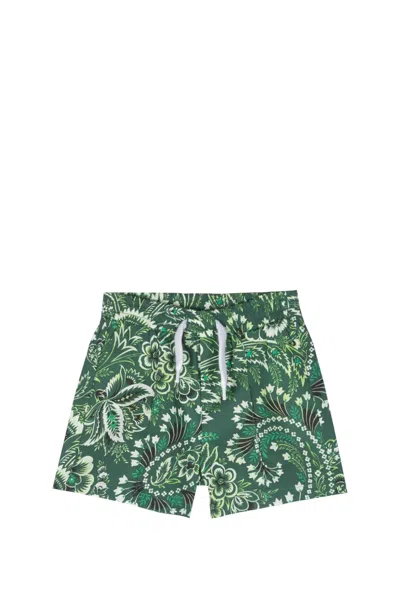 Etro Kids' Monochrome Paisley Bermuda Shorts In Green