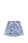 Etro Printed Cotton Poplin Shorts In Light Blue