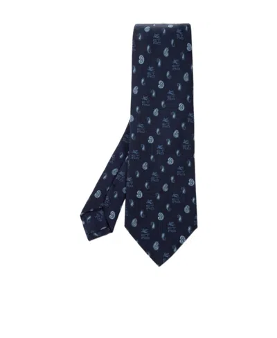 Etro Monogram-pattern Silk Tie In Black