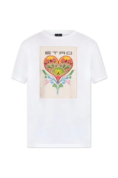 ETRO MOTIF EMBROIDERED CREWNECK T-SHIRT