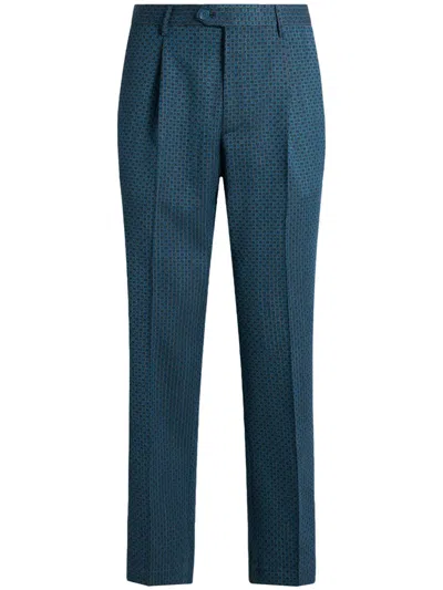 Etro Motif Embroidery Trousers In Blue