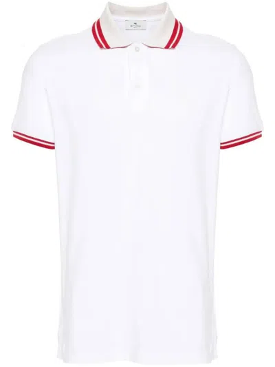 Etro Pegaso-embroidered Polo Shirt In White