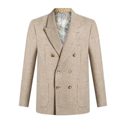 Etro Double Breasted Wool Blazer In Brown