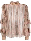 Etro Ruffled Paisley-print Silk Blouse In Multicolor