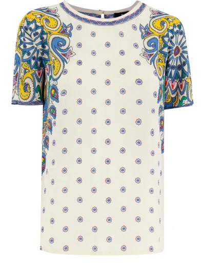 Etro Multi-coloured Floral Print Top With Back Button Fastening