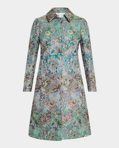 Etro Multi Garden Floral Brocade Coat In Multicolour On Pale