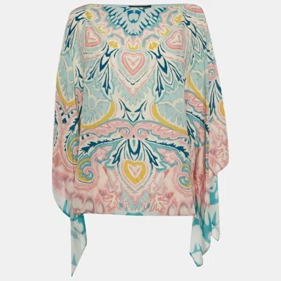 Pre-owned Etro Multicolor Abstract Print Silk Kaftan One Size