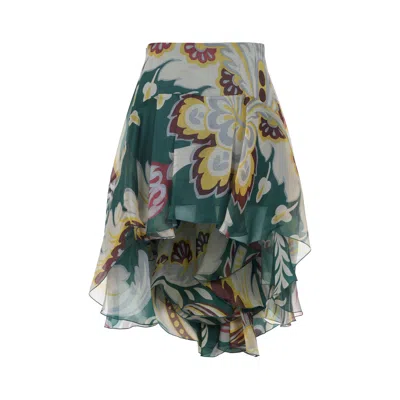 ETRO ETRO MULTICOLOR ASYMMETRIC SILK MINI SKIRT