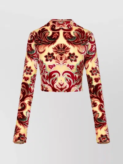 Etro Patterned-jacquard Tulle Top In Multicolour