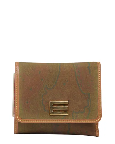 Etro Multicolor Canvas Paisley-print Tri-fold Compact Wallet (authentic Pre-  Loved) In Brown