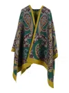 Etro Multicolor Cape With All-over Floral Motif In Fabric Woman In Multi