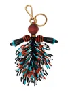 Etro Women Multicolor Keyring With Beaded Tassel In Glass And Fabric Woman In Gold