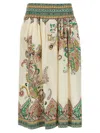 Etro Womens Print On White Base Floral-print High-rise Cotton Midi Skirt In Red