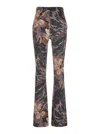 Etro Flared Leg Floral Pattern High Rise Pants In Multicolor