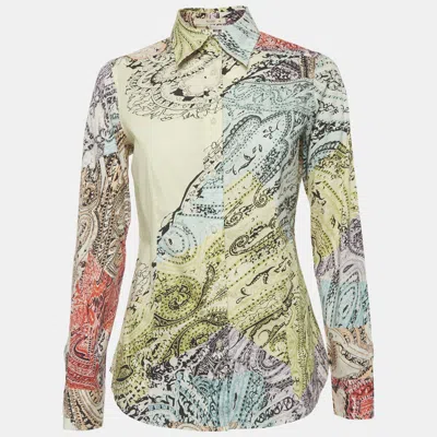Pre-owned Etro Multicolor Floral Paisley Print Cotton Poplin Shirt M