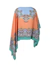 Etro Printed Silk Poncho Blouse