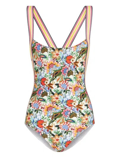 Etro Multicolor Floral Swimsuit For Women In Animal Print