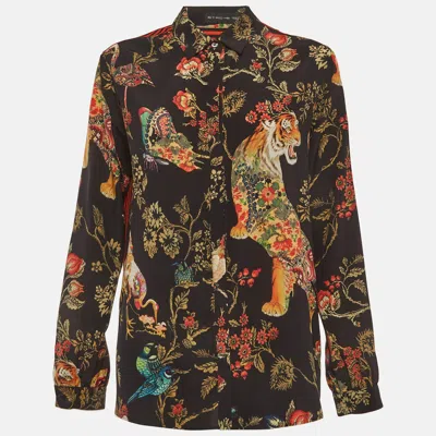 Pre-owned Etro Multicolor Floral/striped Print Silk Button Up Shirt L