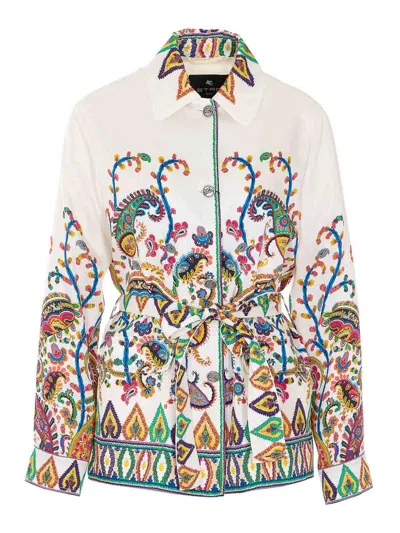 Etro Multicolor Jacket With Logo Buttons Closure In White