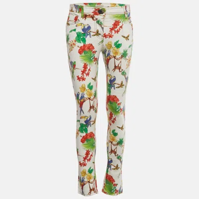 Pre-owned Etro Multicolor Jungle Print Denim Skinny Jeans S/waist 27"
