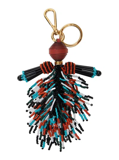 Etro Multicolor Keyring With Beaded Tassel In Glass And Fabric Woman
