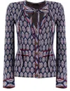 Etro Fitted V-neck Patterned Cardigan In Gray