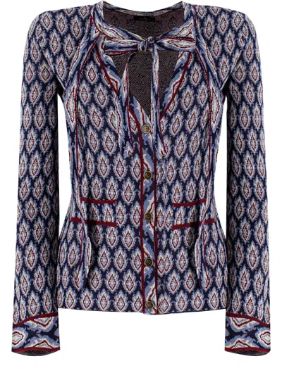 Etro Fitted V-neck Patterned Cardigan In S9000