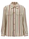 Etro Overshirt With Striped Pattern And Chest Pockets In Neutral