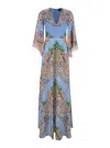 Etro Multicolor Long Dress With All-over Paisley Print And V-neck In Silk Woman In Multicolor