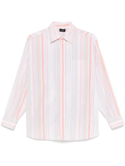 Etro Women Cotton And Silk Striped Shirt In Multicolor